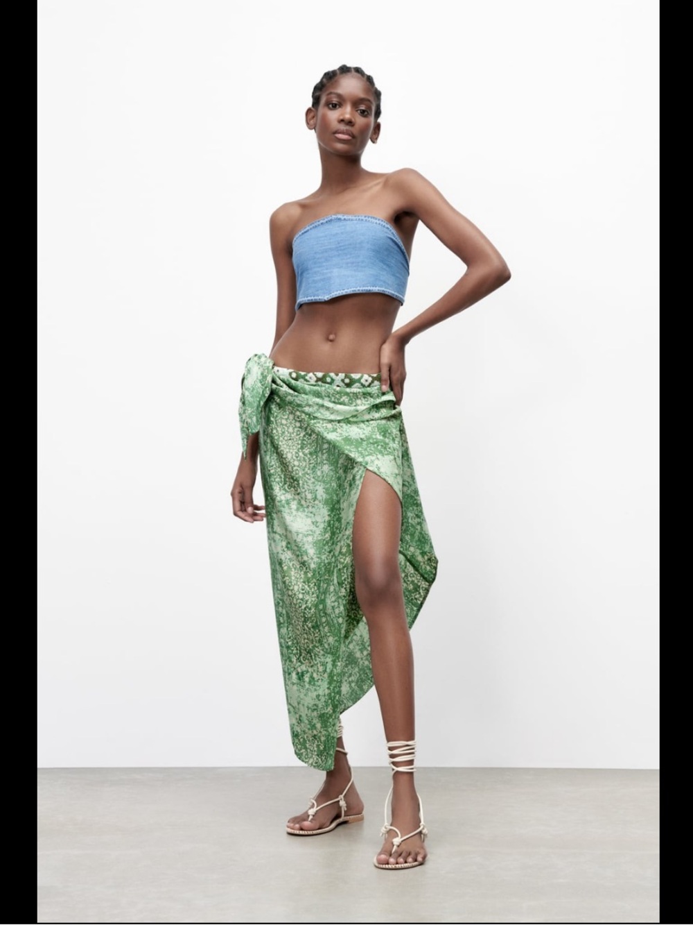 BEADED PRINT SARONG SKIRT